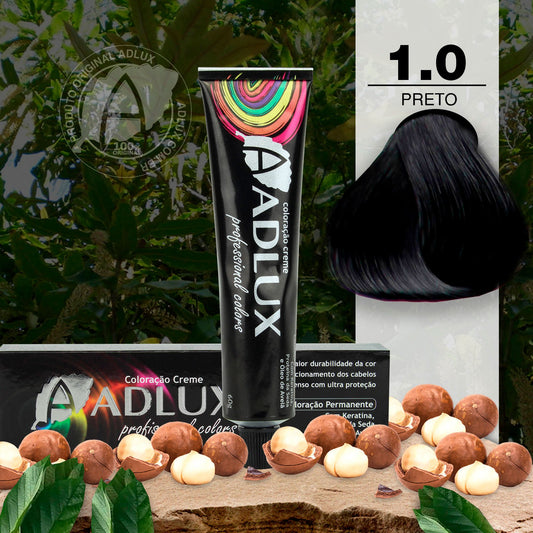 Coloração Creme Adlux 1.0 Preto - 60g