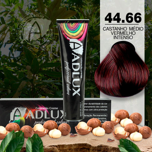 Coloração Creme Adlux 44.66 Castanho Médio Vermelho Intenso - 60g